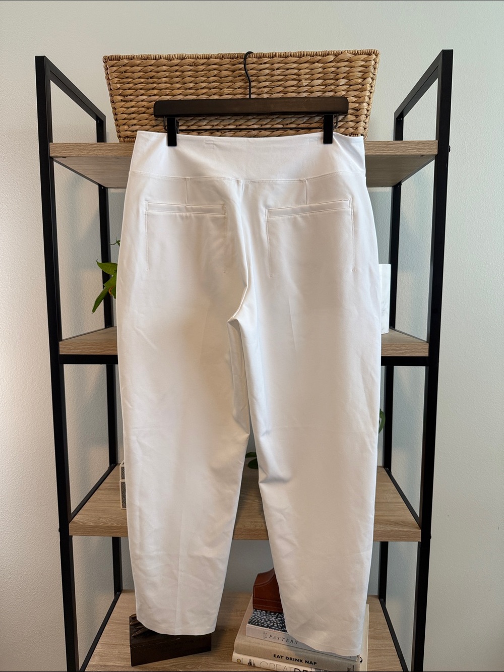 Athleta Endless High Rise Casual Straight Tapered Leg Athleisure White Pant, 14 - Picture 7 of 11